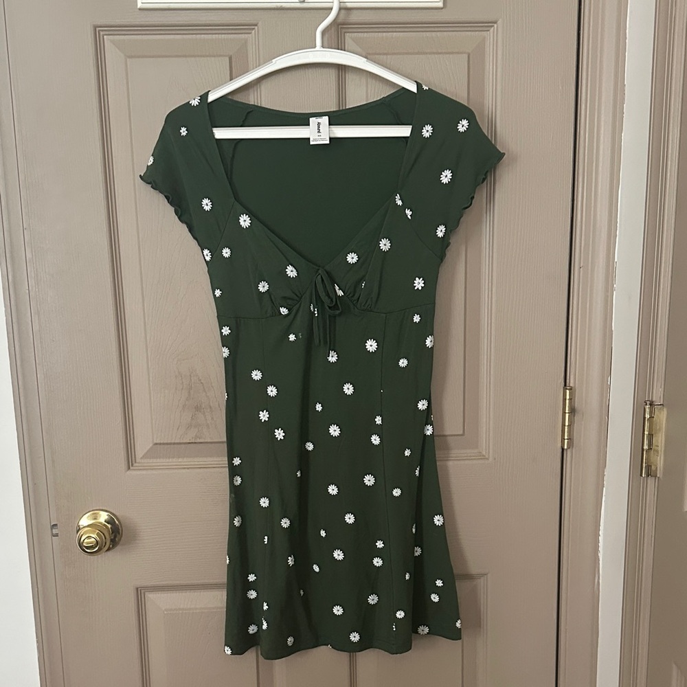 Abound Green Mini Dress with White Floral Pattern